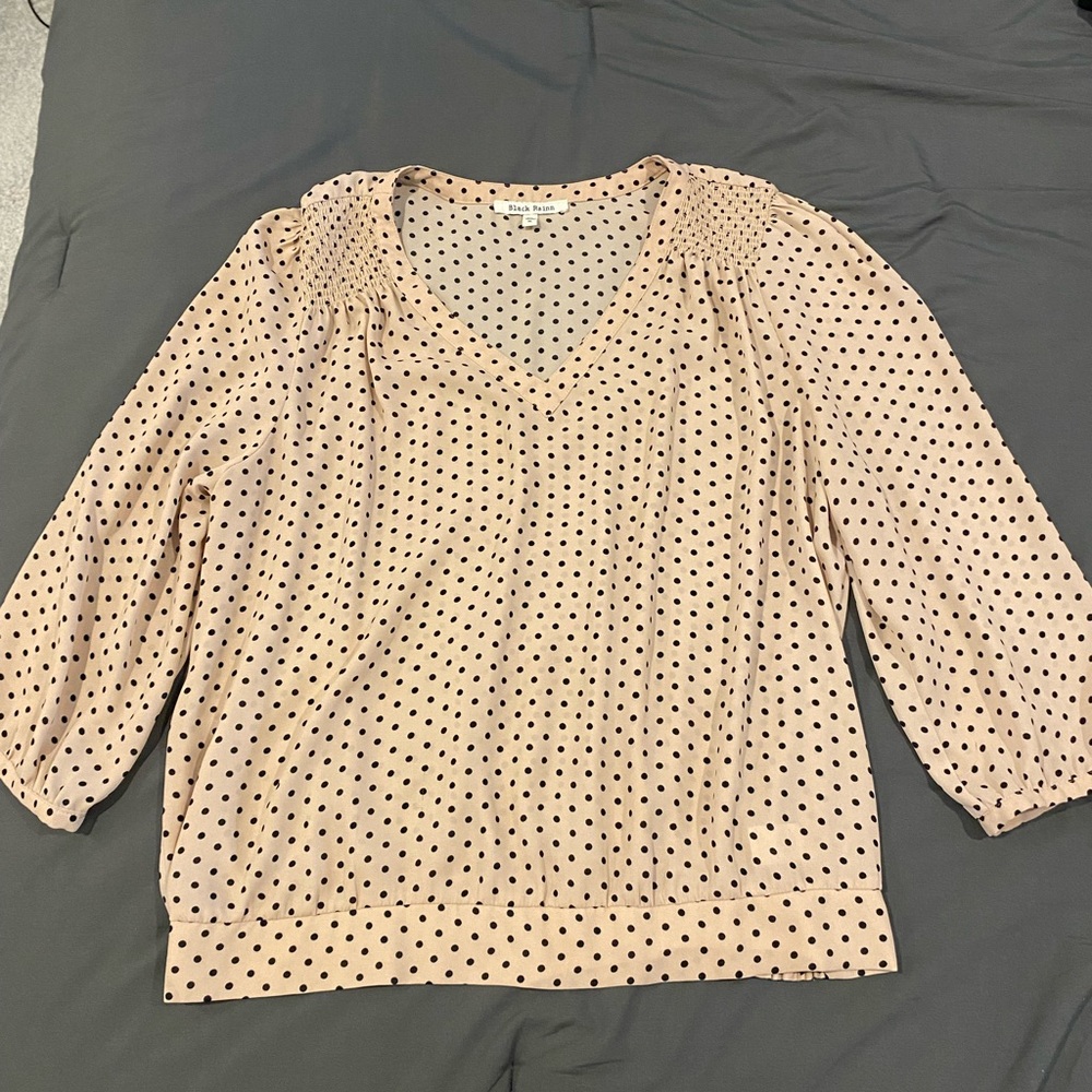 Black Rainn V-neck blouse, blush pink, size XL